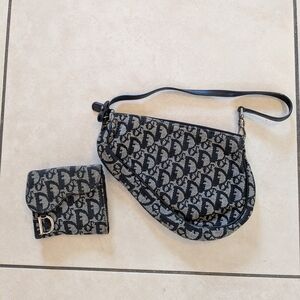 Dior Designer Monogram Shoulder Bag and Wallet Set